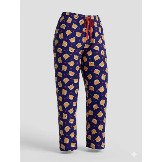 Calça Pijama Feminina Estampada Confortável Soltinha  Suede