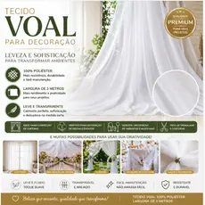 Voal Liso Premium Largura 3 Metros Varias Cores Cortina Decoração