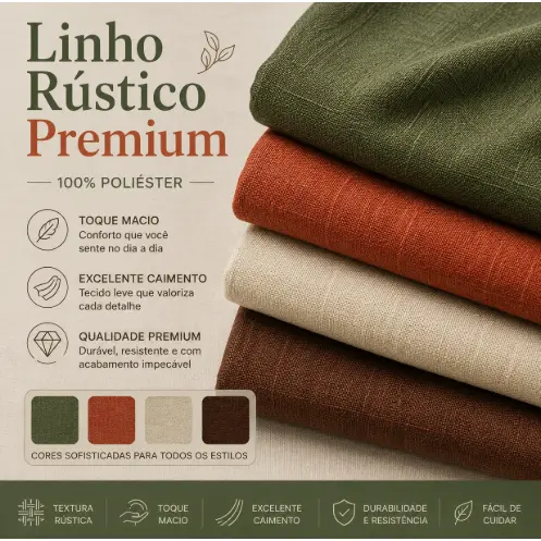 Linho Rústico Premium 100% Poliéster – Toque Macio e Caimento Perfeito