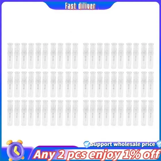 60Pcs Clear 2Ml Frasco Plástico Transparente Em Spray Perfumado Descartável De Amostra Vazio Para Festa De Viagem