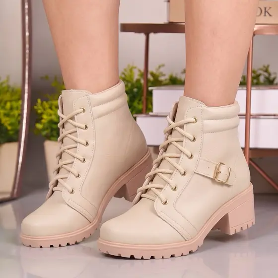 Bota Feminina Coturno Virginia Cano Baixo Confortável Outono Inverno 2025