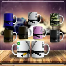 Caneca de porcelana branca estilo kimono judô, Jiu Jitsu, karetê e artes marciais