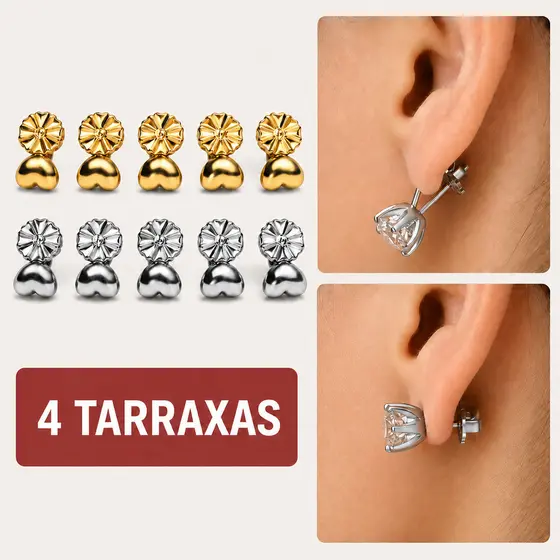 Kit 2/4/6/8/10 Tarraxa Mágica Sutiã de Orelha Para Brinco Caído Rasgado Antialérgica Prata