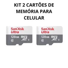 Kit 2 cartões de memória 128gb ultra muito mais memória Celular