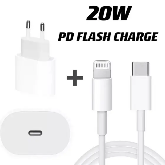 Carregador Para iPhone Fonte + Cabo 20w PD Turbo Rapido Tipo C Lightning