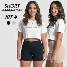 Kit 4 Short Curto Segunda Pele Feminina Sem Renda Shortinho Pra Usar Com Vestido Saia Calça
