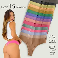 Kit 15 Calcinhas Fio Dental Invisível – Corte Laser, Sem Costura Confortáveis, P a GG