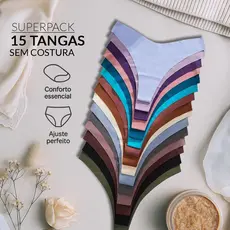 15 Calcinhas Sem Costura Modelo Tanga – Laser Invisível, P-GG, Não Marca na Roupa