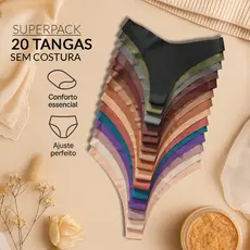 20 Calcinhas Sem Costura Feminina P‑GG – Tanga Laser, Kit Confortável e Discreto