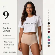 Kit 9 Calcinhas Boxer Sem Costura Corte a laser Cós Alto Não Marca Cintura alta Cueca Box Feminina