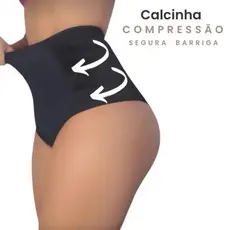 Kit 3 Calcinhas Cinta Modeladora Compressão Cós Alto Plus Size