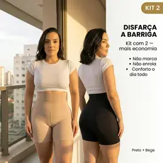 Kit 2 Bermuda Modeladora Anágua Cinta Short Feminino Alta Compressão Reduz Medidas