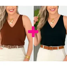 Kit com 2 Blusas Regata Alça LARGA Duna Soltinha
