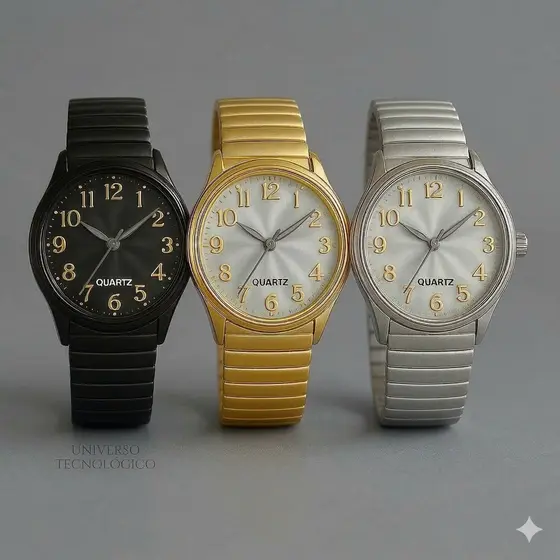 Relógio Feminino Prova D´agua Redondo De Quartzo Pulseira Elástica Analógico Pulseira em Aço Bracelete de Mola