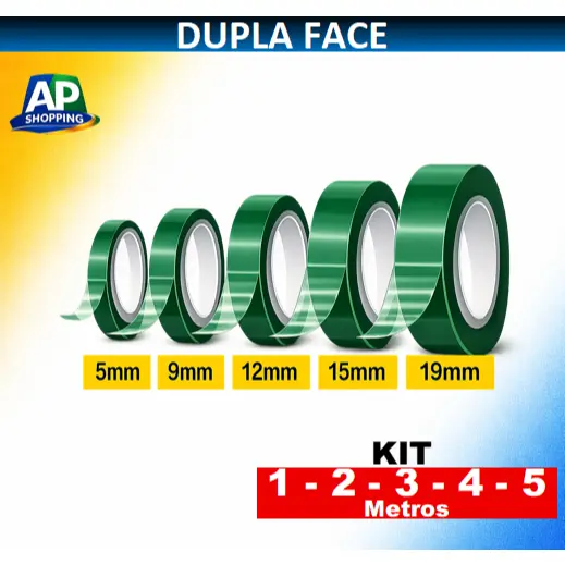 Fita Dupla Face Extra Forte Silicone Adesiva Kit de 5mm A 19mm - Cola Parede Objeto Molduras