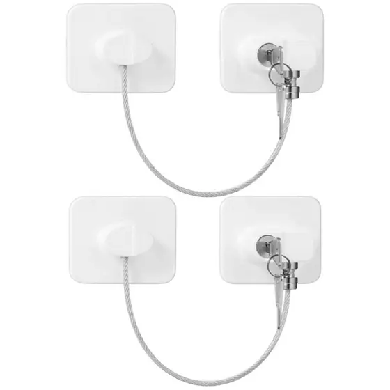 Kit 2 Travas Segurança Com Chave Portas Geladeira E Armários