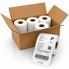 Kit com 5 Rolos Etiqueta Térmica Adesiva 10x15 100x150 Serrilha Não Usa Ribbon Ecommerce Correios