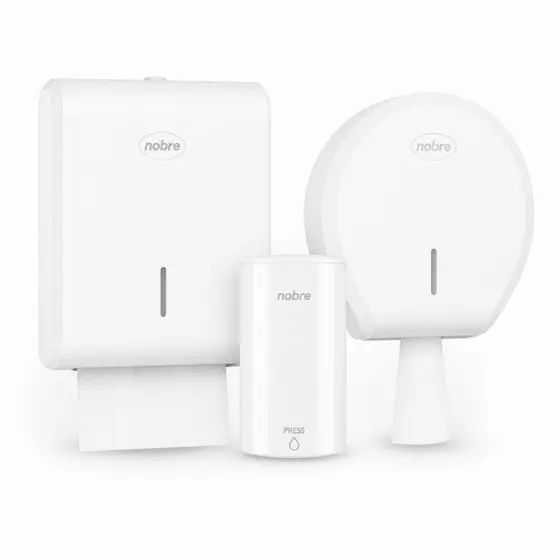 Kit Porta Papel Toalha Dispenser Papel Higiênico Rolão Saboneteira Parede New Classic Nobre