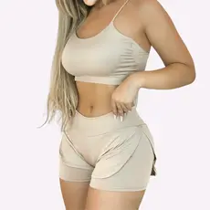 Conjunto Fitness Feminino Short e Top Liso BellaForma Fitness