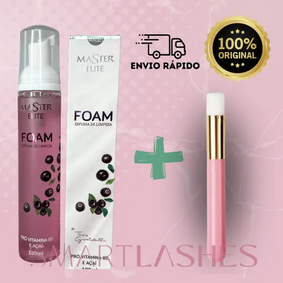 Espuma De Limpeza Foam Master Elite Para Cílios E Sobrancelha 100ml + Pincel de limpeza