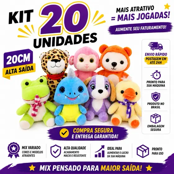 Kit pelúcia / ursos para grua atacado 20 UN 20 cm alta qualidade