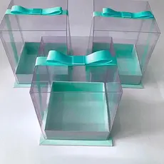 60 Laço Cetim Nº2 + Fita de Fechamento p/ Caixa Acrílica Acetato Caixinha 7x7cm Caixa Presente