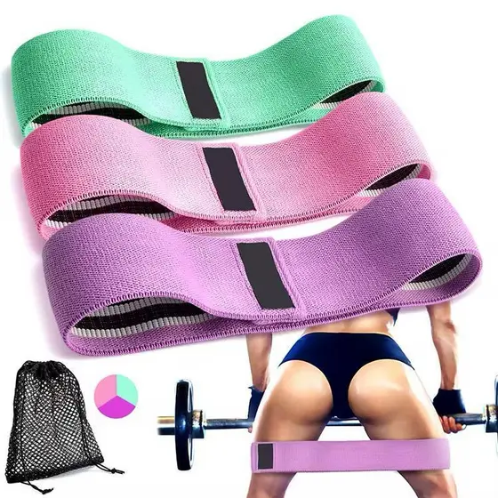 Kit Faixas Elásticas De Exercício Hip Resistance Bands - 3 Elásticos De Academia