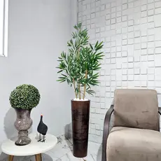 Bambu Artificial 160cm Vaso Grafiato Marmore Pedra Decoração