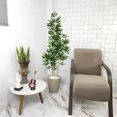 Arranjo Grande Bambu Artificial Mosso 150cm Pedra Vaso Cone Mármore