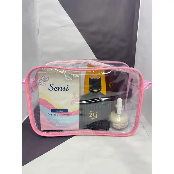 Necessaire transparente e ROSA Bebe 23x15 , Necessaire para Maquiagem, Bolsa Organizadora,