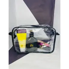 Necessaire inteira transparente e PRETO 23X15 Necessaire para viagem, Necessaire para Maquiagem