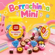 Mini Borracha Fazenda Borboleta Pote 12/36 Unidades Bichinhos Kawaii Escolar Infantil Criativa Papelaria Escolinha