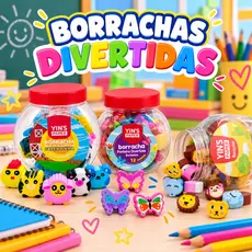 Borracha Infantil 36/12 Unidades Bichinhos Kawaii Escolar Infantil Criativa Papelaria Menino Menina Fazendinha Borboleta