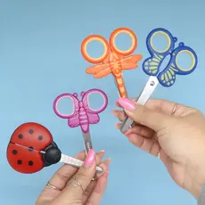 Tesoura Escolar Infantil Sem Ponta Borboleta Fofa Rosa Roxa Branca Escola Kawaii Borboleta