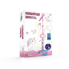 Microfone Infantil Com Pedestal Som E Luz Conecta Celular