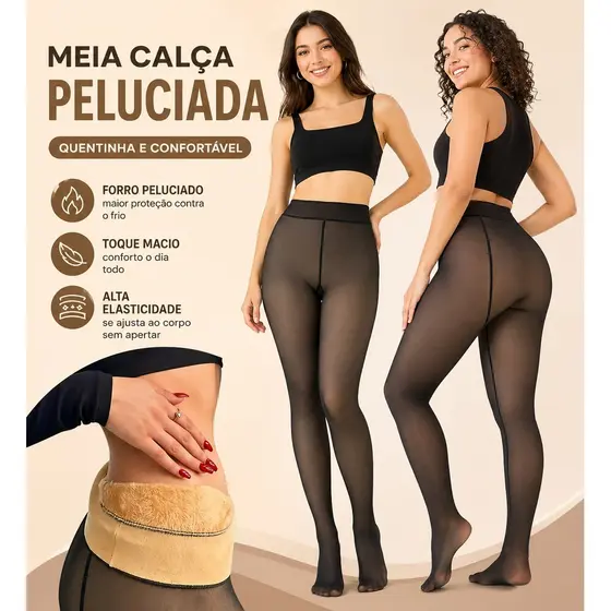 Meia Calça Térmica Quentinha Forrada Flanelada Peluciada
