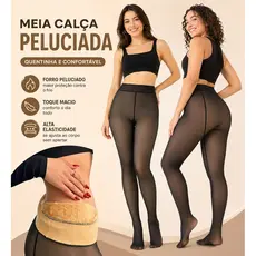 Meia Calça Térmica Quentinha Forrada Flanelada Peluciada