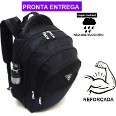 Mochila Escolar Resistente Bem Espaçosa Faculdade Trabalho Viagem Cor Preta