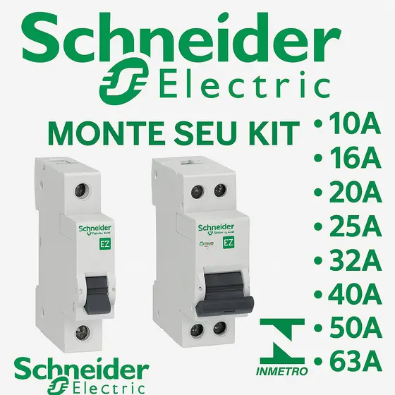 Disjuntor Easy9 Unipolar / Bipolar Curva C 10A até 63A Schneider