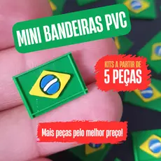 Bandeira do Brasil Aplique Emborrachado 16x11mm - Kit 5 Unid OU + | Para Chinelos, Bolsas e Personalização Copa do Mundo
