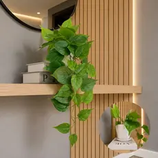 Arranjo Pendente Jiboia Artificial Realista Silicone Vaso Cerâmica 68 cm