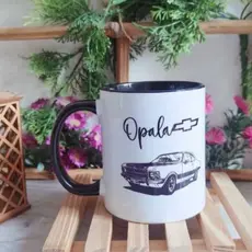 CANECA CERÂMICA OPALA - CANECA PORCELANA PERSONALIZADA CARRO -  Alça preta