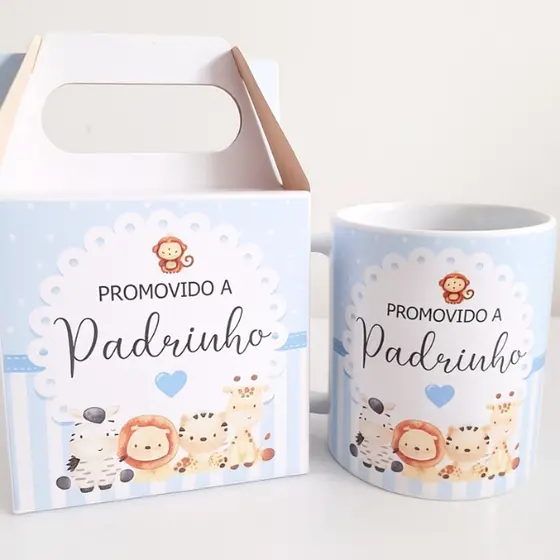 CANECA MADRINHA E PADRINHO DE BATISMO - CANECA BATIZADO COM CAIXA PRESENTE