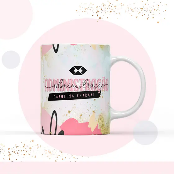 CANECA ADMINISTRAÇÃO COM NOME - CANECA ADMINISTRAÇÃO ROSA ABSTRATO