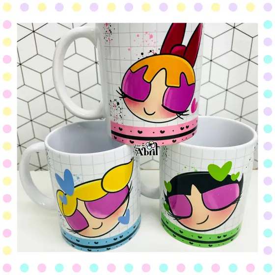CANECA MENINAS SUPER PODEROSAS - Caneca powerpuff girls personagens - caneca macaco louco - caneca estrelinha - caneca docinho - caneca lindinha - caneca florzinha