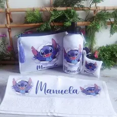 Squeeze com toalha - Garrafinha com necessaire