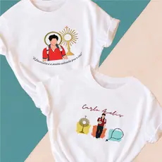 Babylook São Carlos Acutis  - Camiseta feminina Carlos Acutis 100% Poliéster