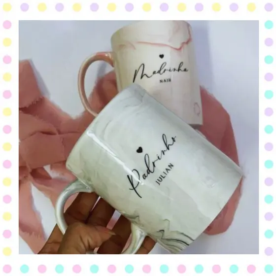 CANECA MARMORIZADA - CANECA PADRINHOS - CANECA MINIMALISTA