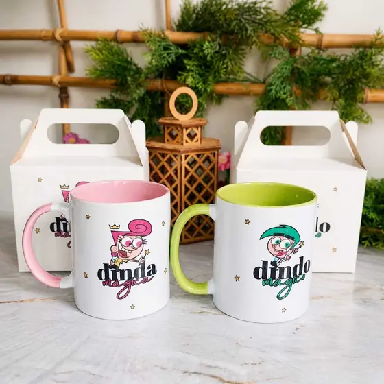 Caneca Padrinhos Mágicos com caixa presente