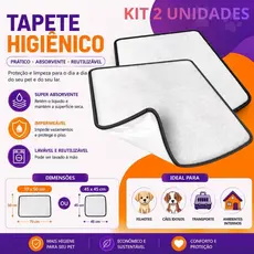Kit 2 Tapetes Higiênico Lavável Super Absorção 200 Lavagens
